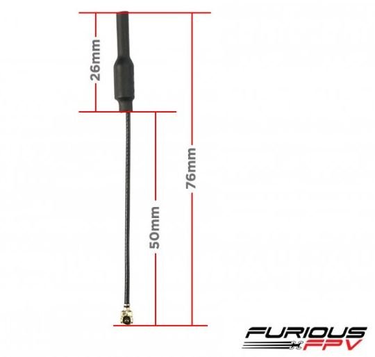 FuriousFPV 70mm 5G8 U.FL Linear Antenna for TBS 5G8 UNIFY PRO, HV or Immersionrc